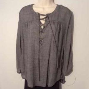 Gray Corset tie-up, Deep V-Neck Top